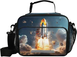 Rocket Space Planet Kids Lunch Box Insulated Lunch Bags Cooler Tote Bag with Removable Shoulder Strap for Boy Girl Student 20850410