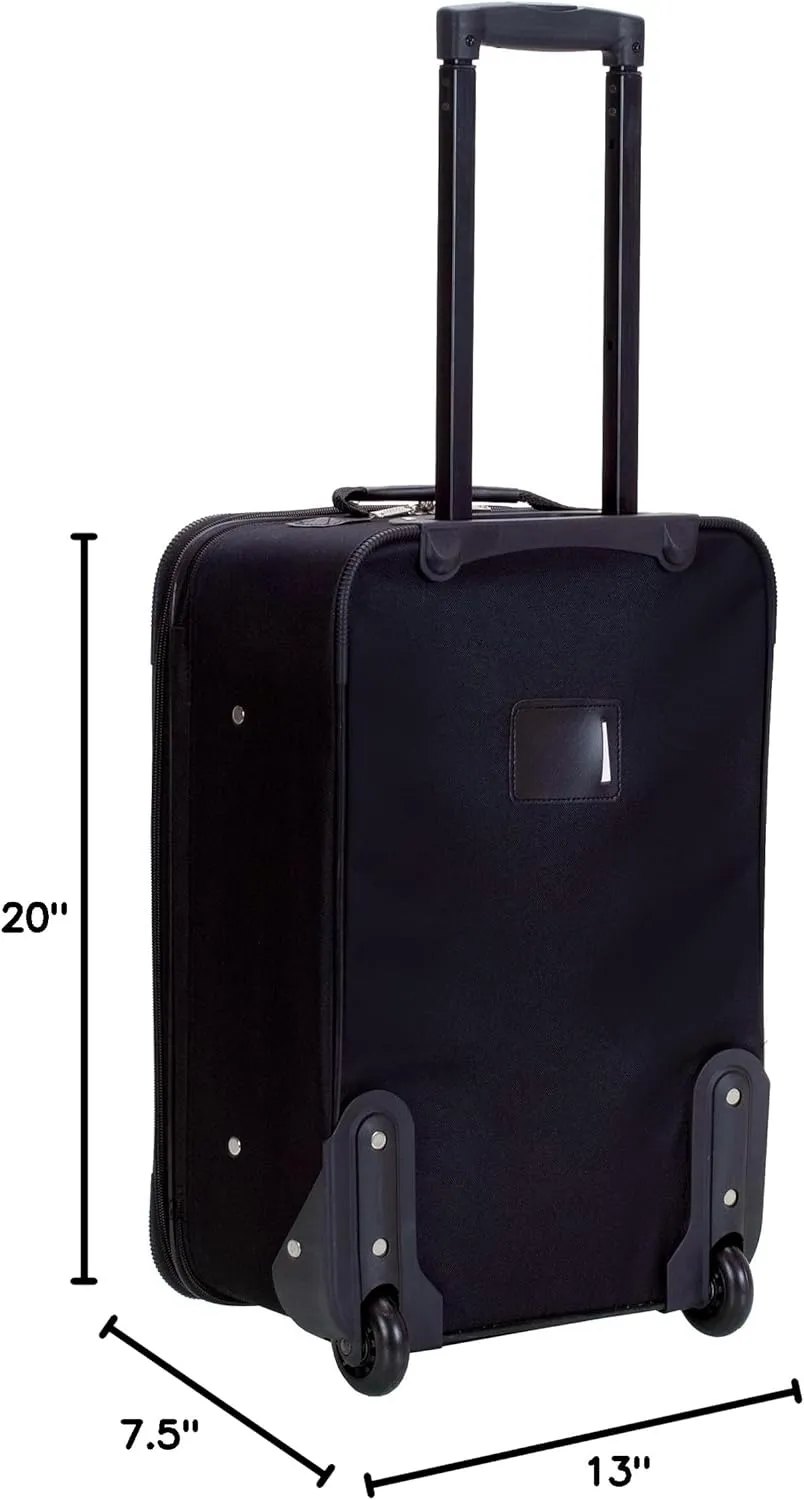 Rockland Fashion Softside Upright Luggage Set, Black/Gray, 2-Piece (14/19)