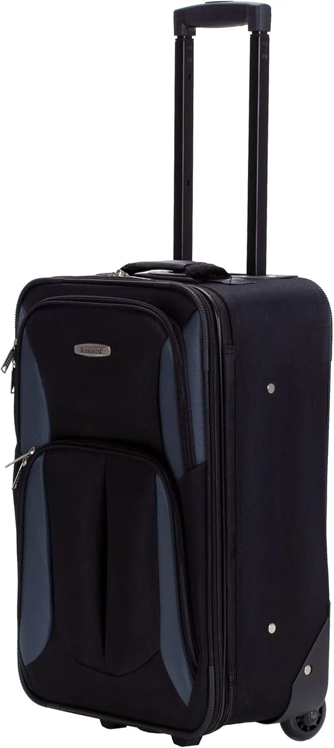 Rockland Fashion Softside Upright Luggage Set, Black/Gray, 2-Piece (14/19)
