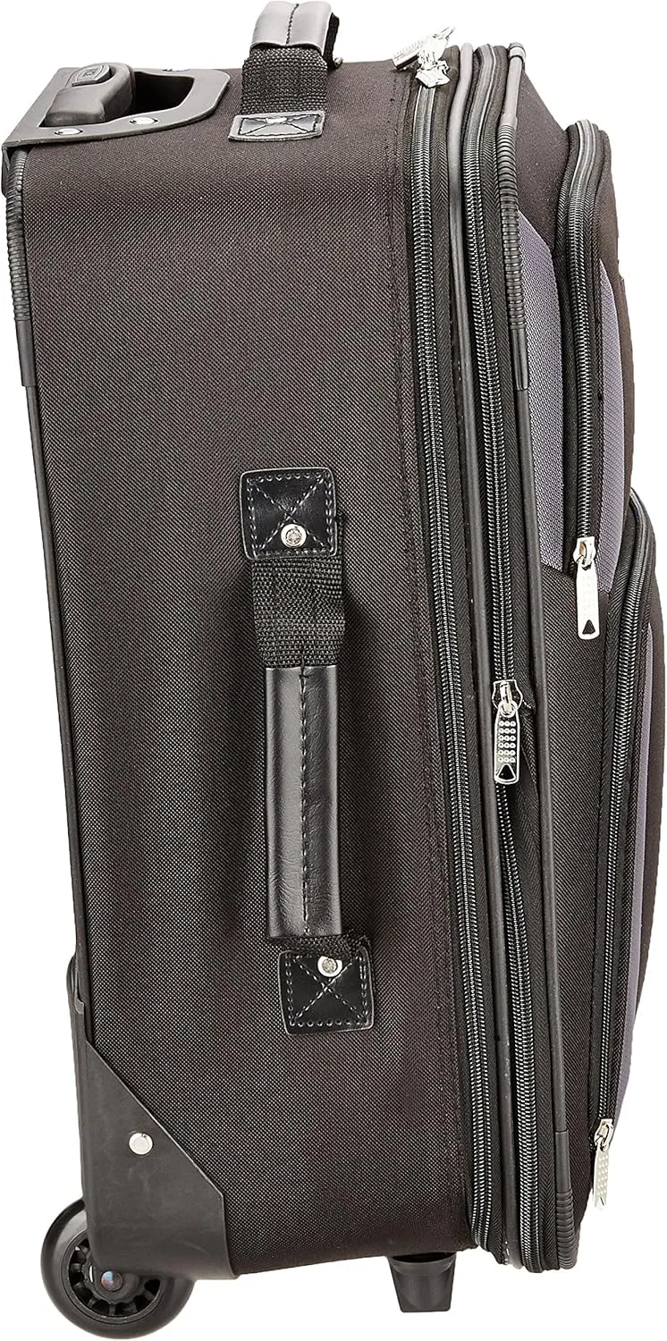 Rockland Fashion Softside Upright Luggage Set, Black/Gray, 2-Piece (14/19)