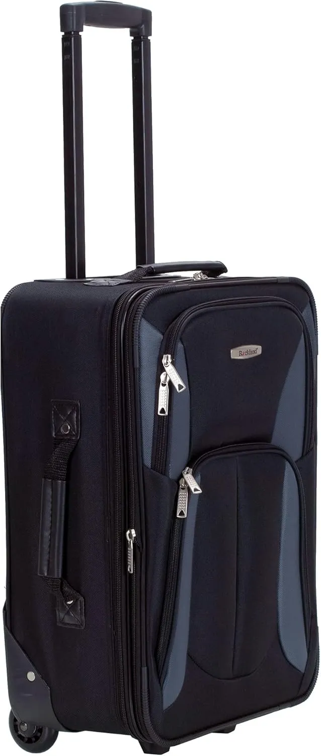 Rockland Fashion Softside Upright Luggage Set, Black/Gray, 2-Piece (14/19)