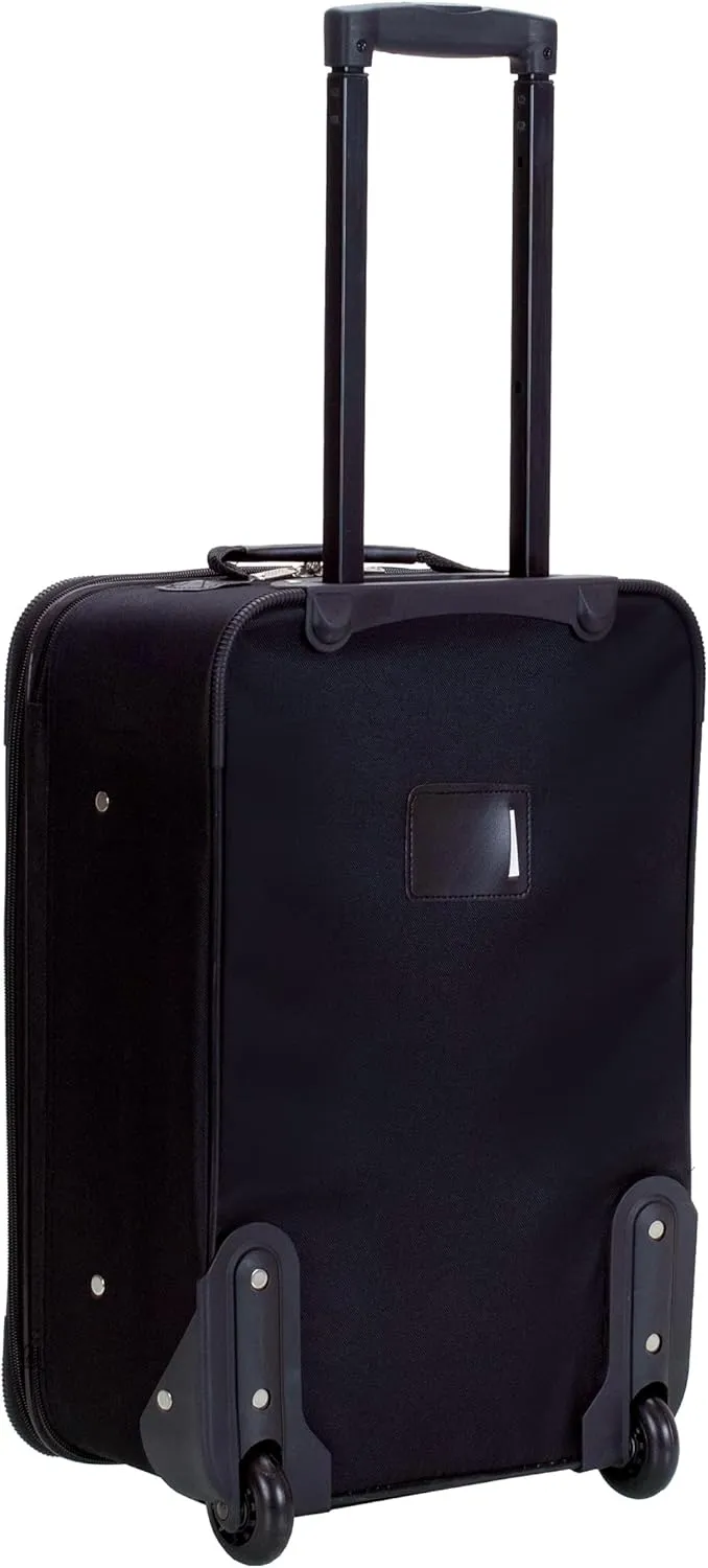 Rockland Fashion Softside Upright Luggage Set, Black/Gray, 2-Piece (14/19)