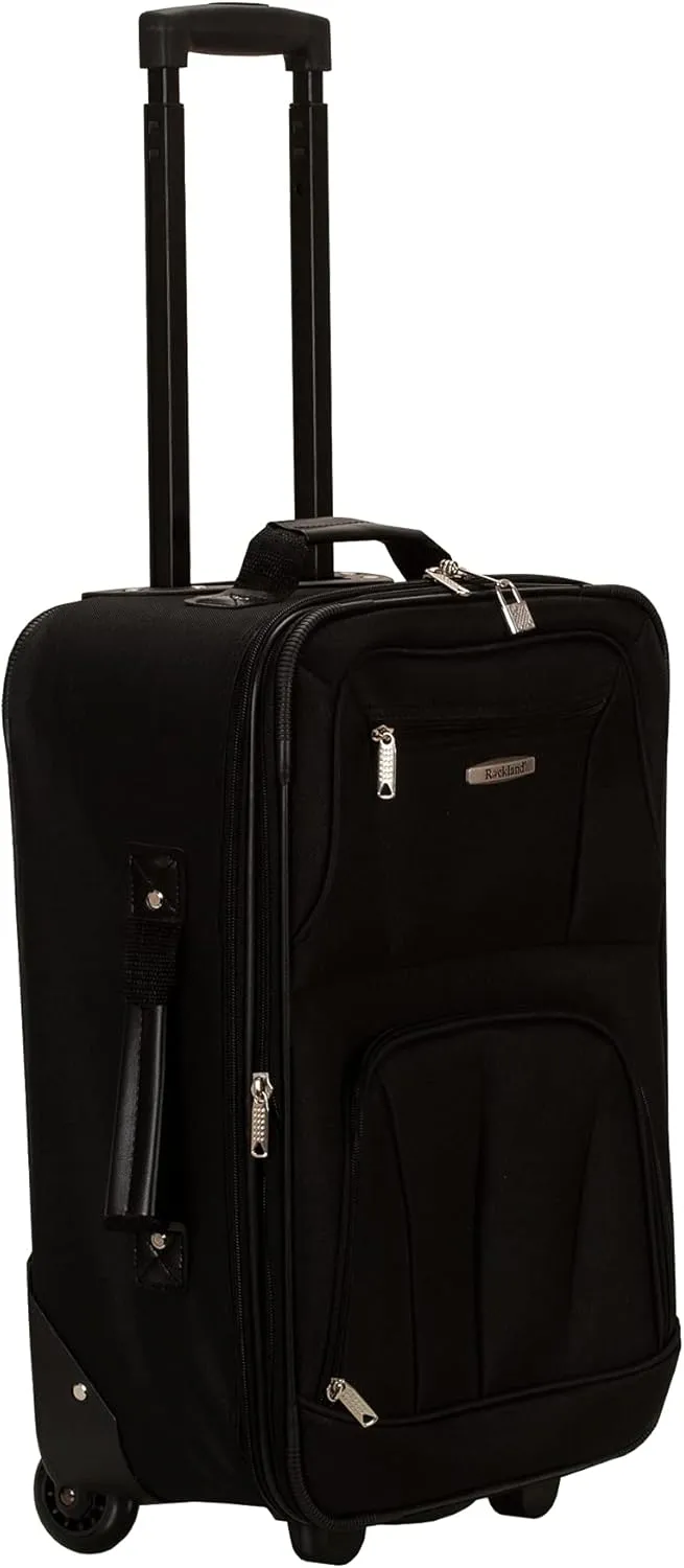 Rockland Fashion Softside Upright Luggage Set, Expandable, Black, 2-Piece (14/19)