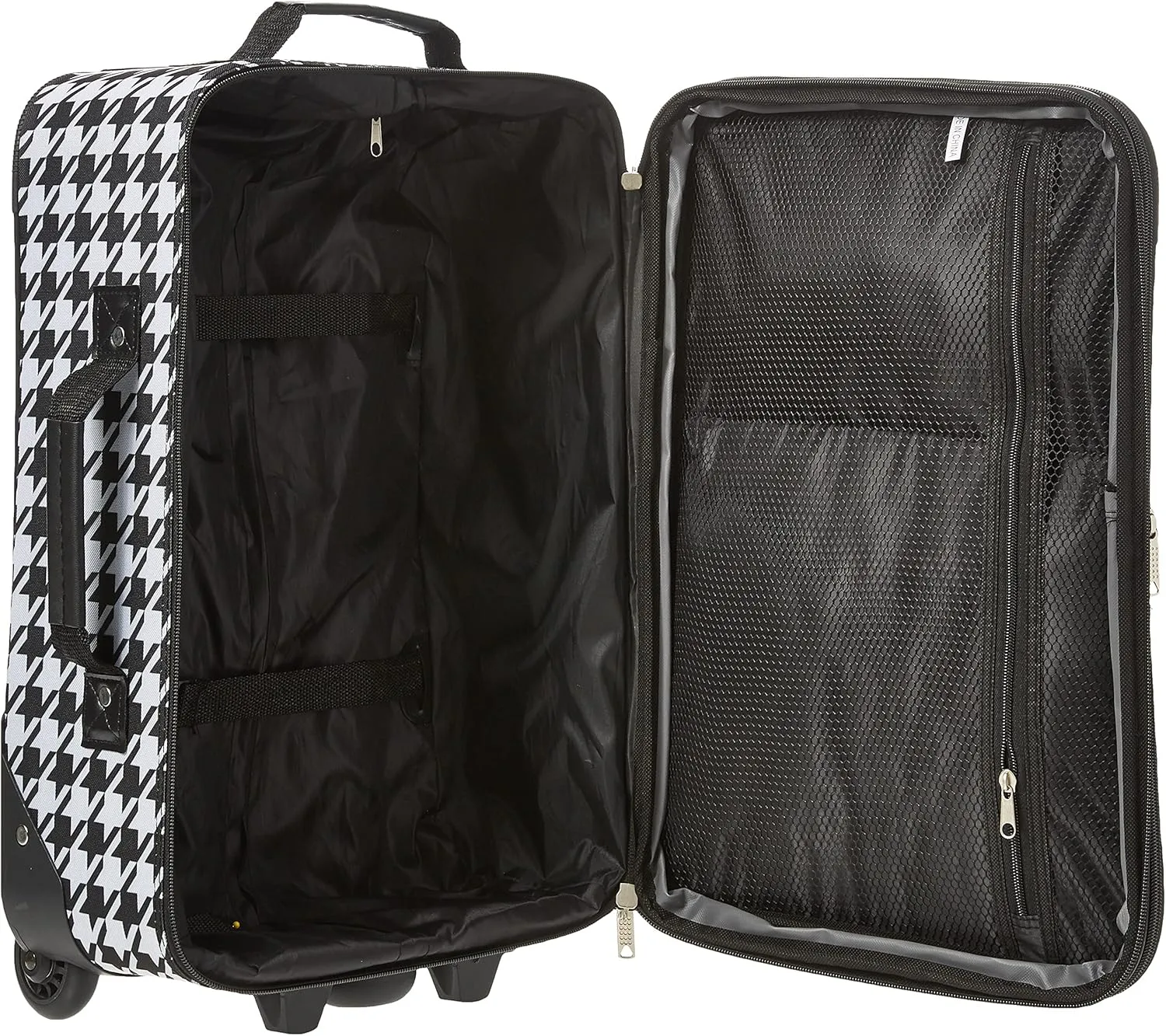 Rockland Fashion Softside Upright Luggage Set, Expandable, Kensington, Black and White, 2-Piece(14/19)