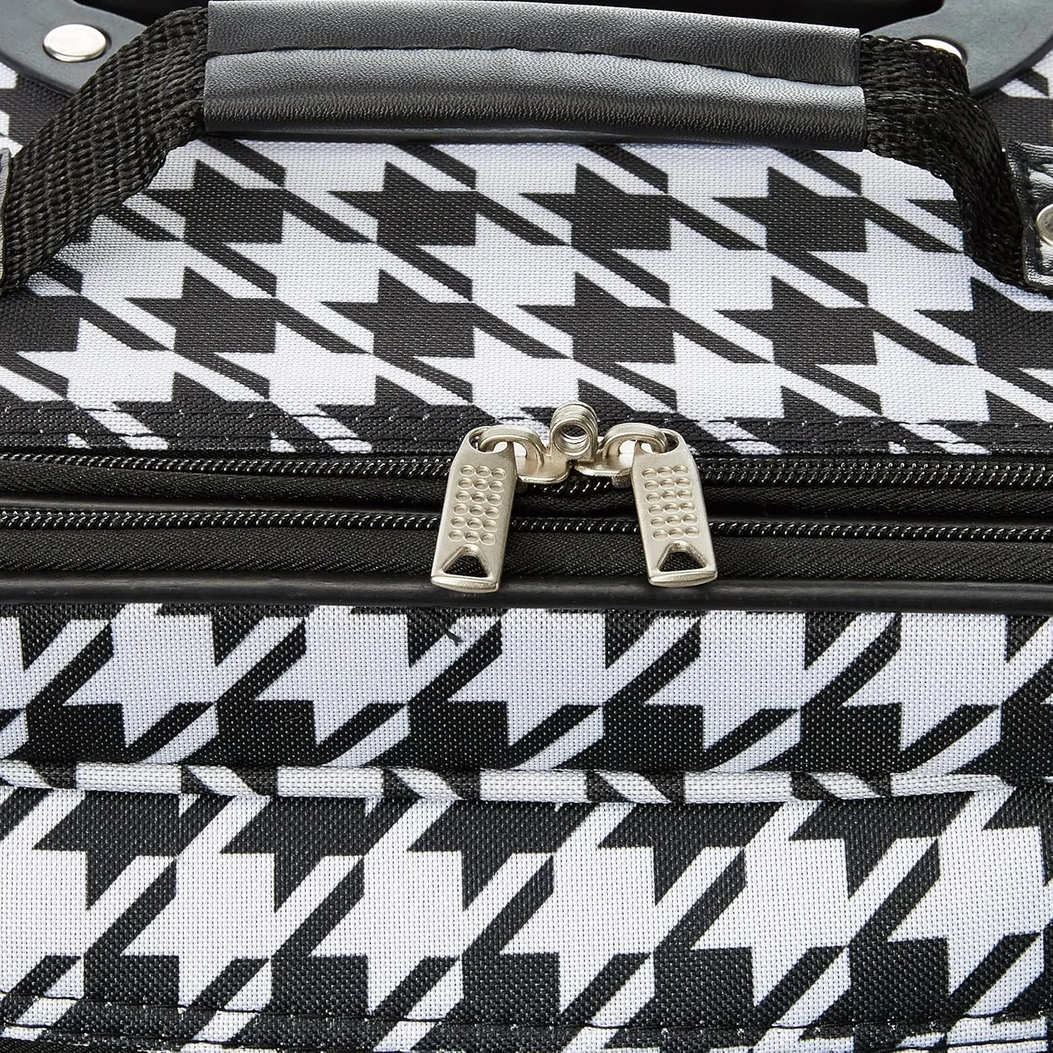 Rockland Fashion Softside Upright Luggage Set, Expandable, Kensington, Black and White, 2-Piece(14/19)