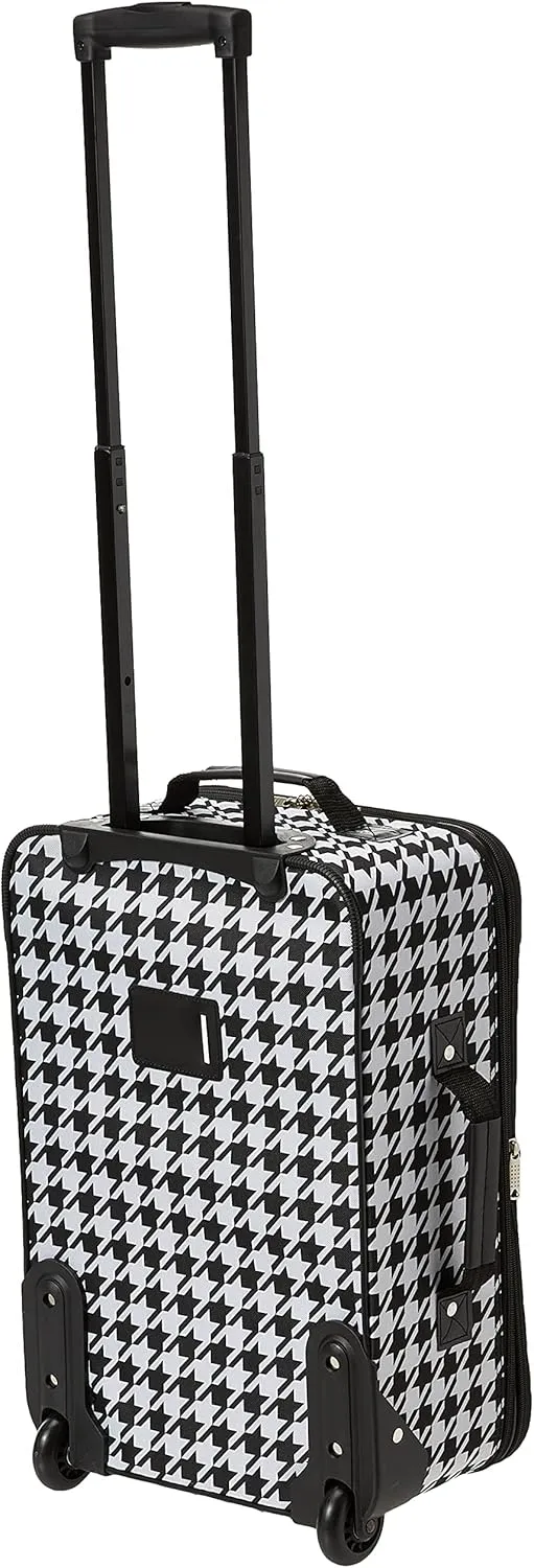 Rockland Fashion Softside Upright Luggage Set, Expandable, Kensington, Black and White, 2-Piece(14/19)