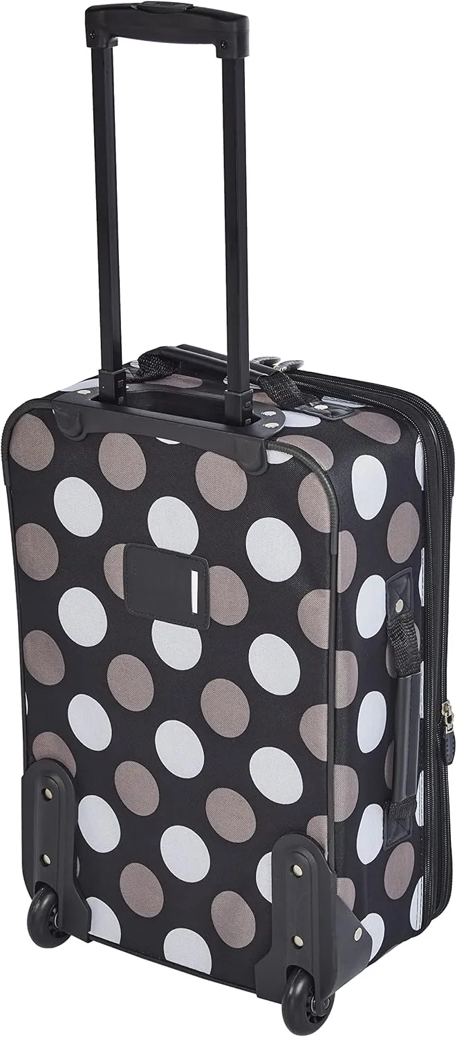 Rockland Fashion Softside Upright Luggage Set, Expandable, New Black Dot, 2-Piece (14/19)