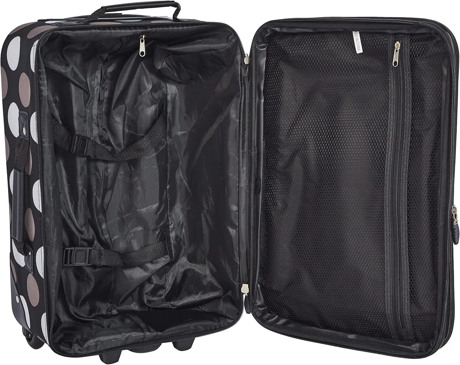 Rockland Fashion Softside Upright Luggage Set, Expandable, New Black Dot, 2-Piece (14/19)