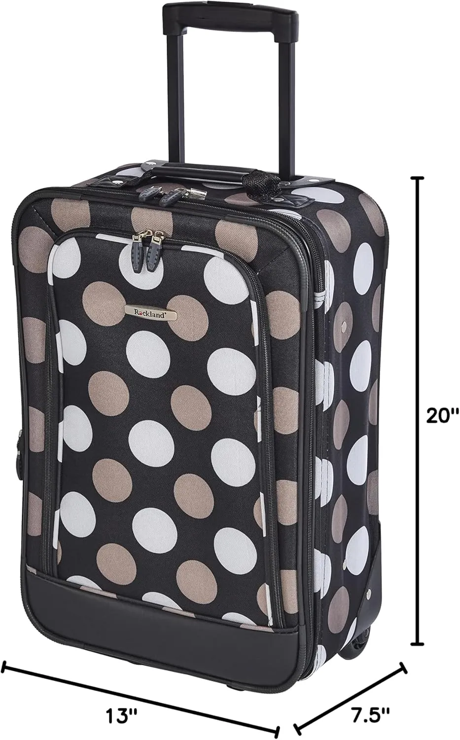 Rockland Fashion Softside Upright Luggage Set, Expandable, New Black Dot, 2-Piece (14/19)