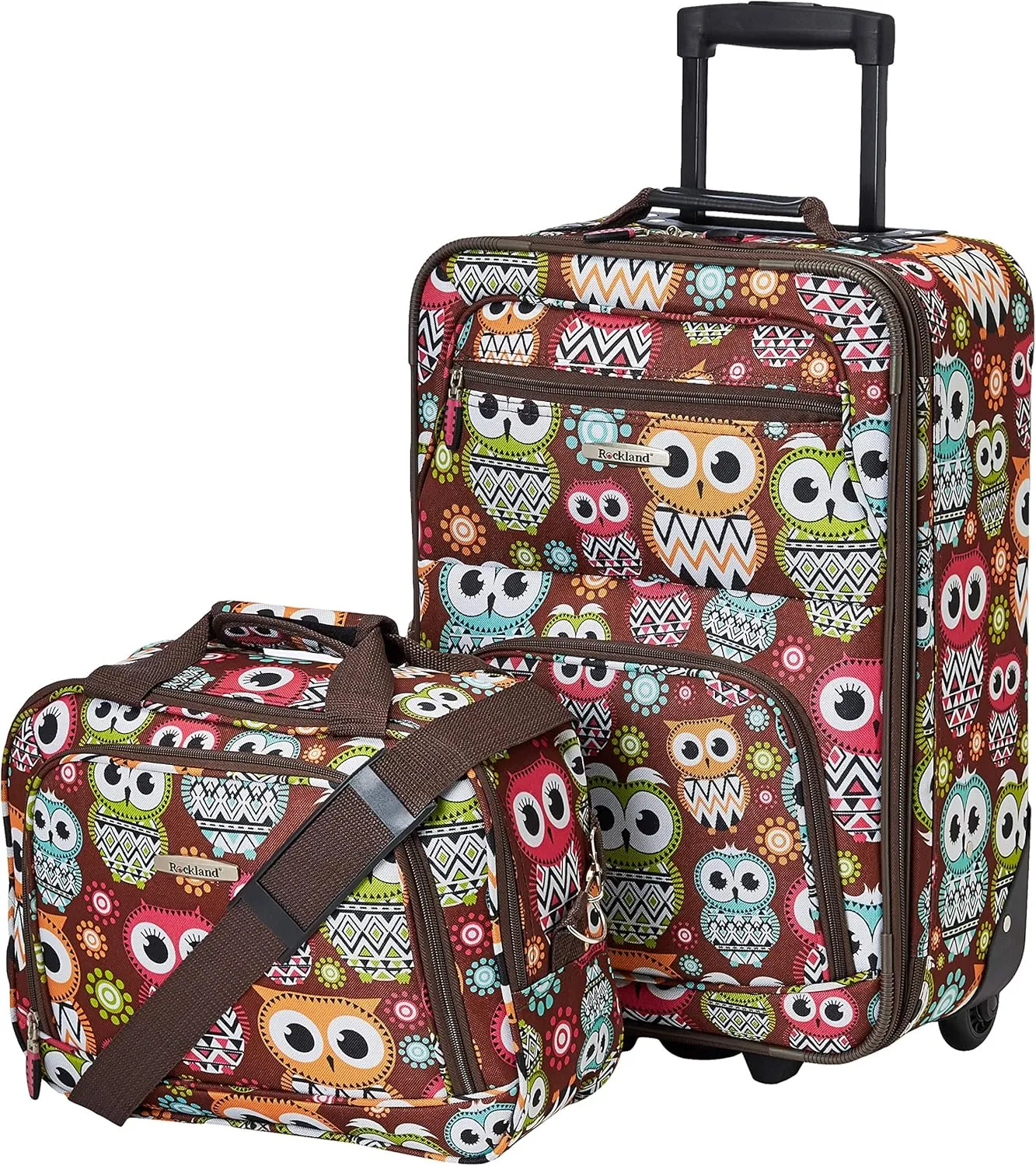 Rockland Fashion Softside Upright Luggage Set, Expandable, Owl, 2-Piece (14/19)
