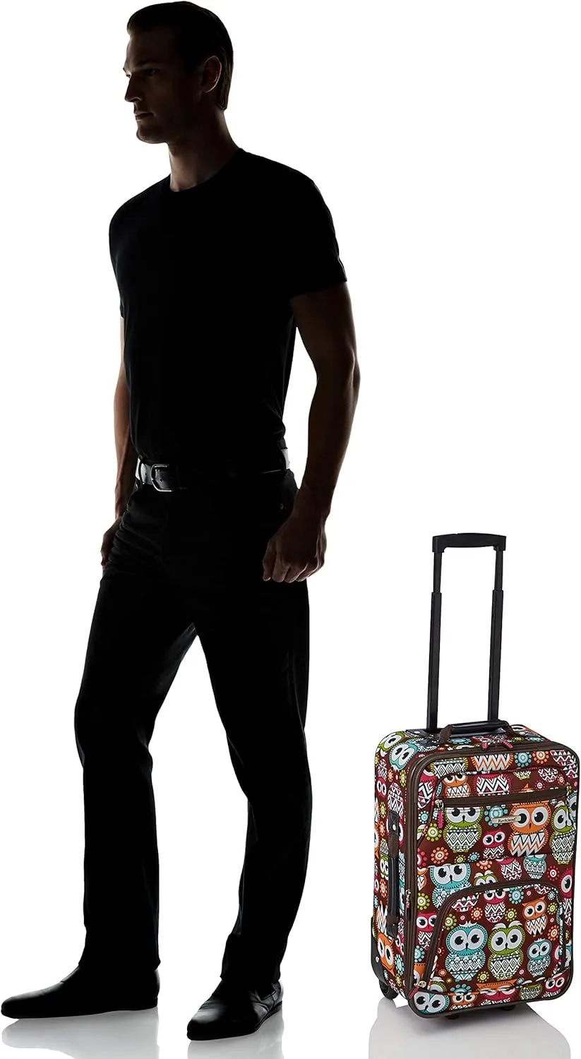 Rockland Fashion Softside Upright Luggage Set, Expandable, Owl, 2-Piece (14/19)