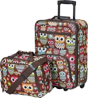 Rockland Fashion Softside Upright Luggage Set, Expandable, Owl, 2-Piece (14/19)