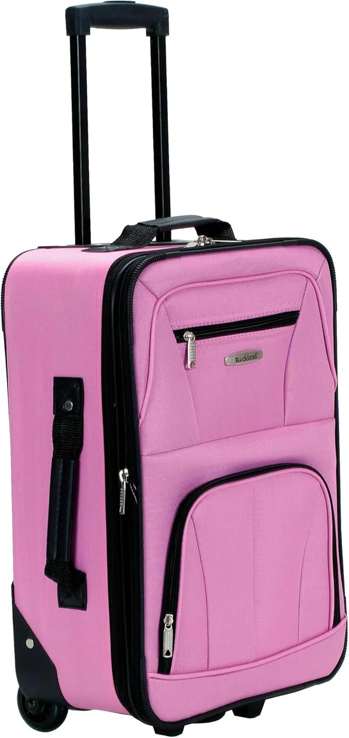 Rockland Fashion Softside Upright Luggage Set, Expandable, Pink, 2-Piece (14/19)