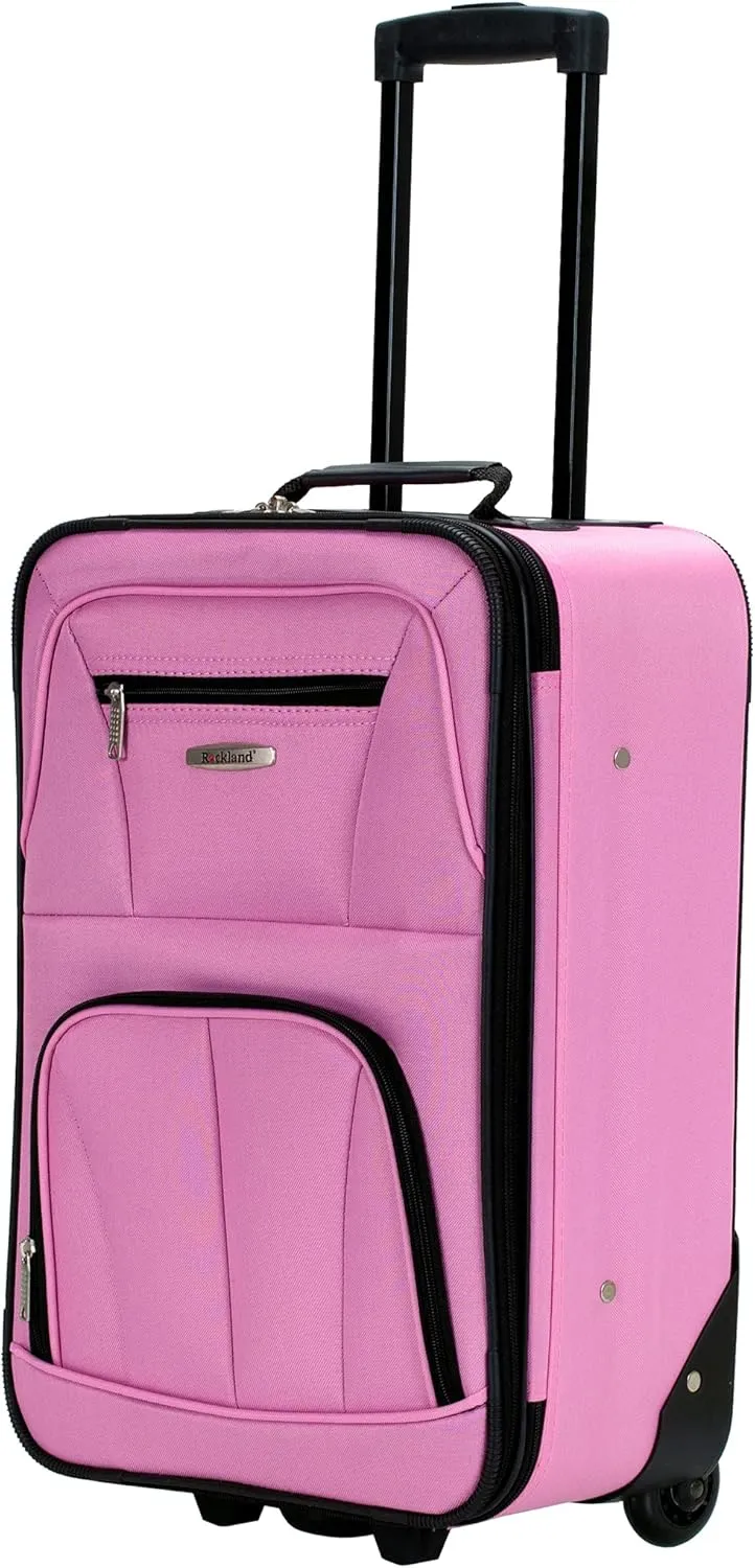 Rockland Fashion Softside Upright Luggage Set, Expandable, Pink, 2-Piece (14/19)