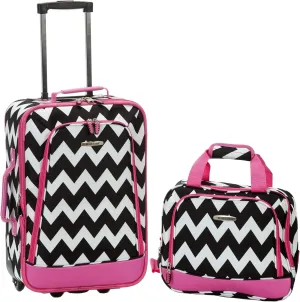 Rockland Fashion Softside Upright Luggage Set, Expandable, Pink Chevron, 2-Piece (14/19)