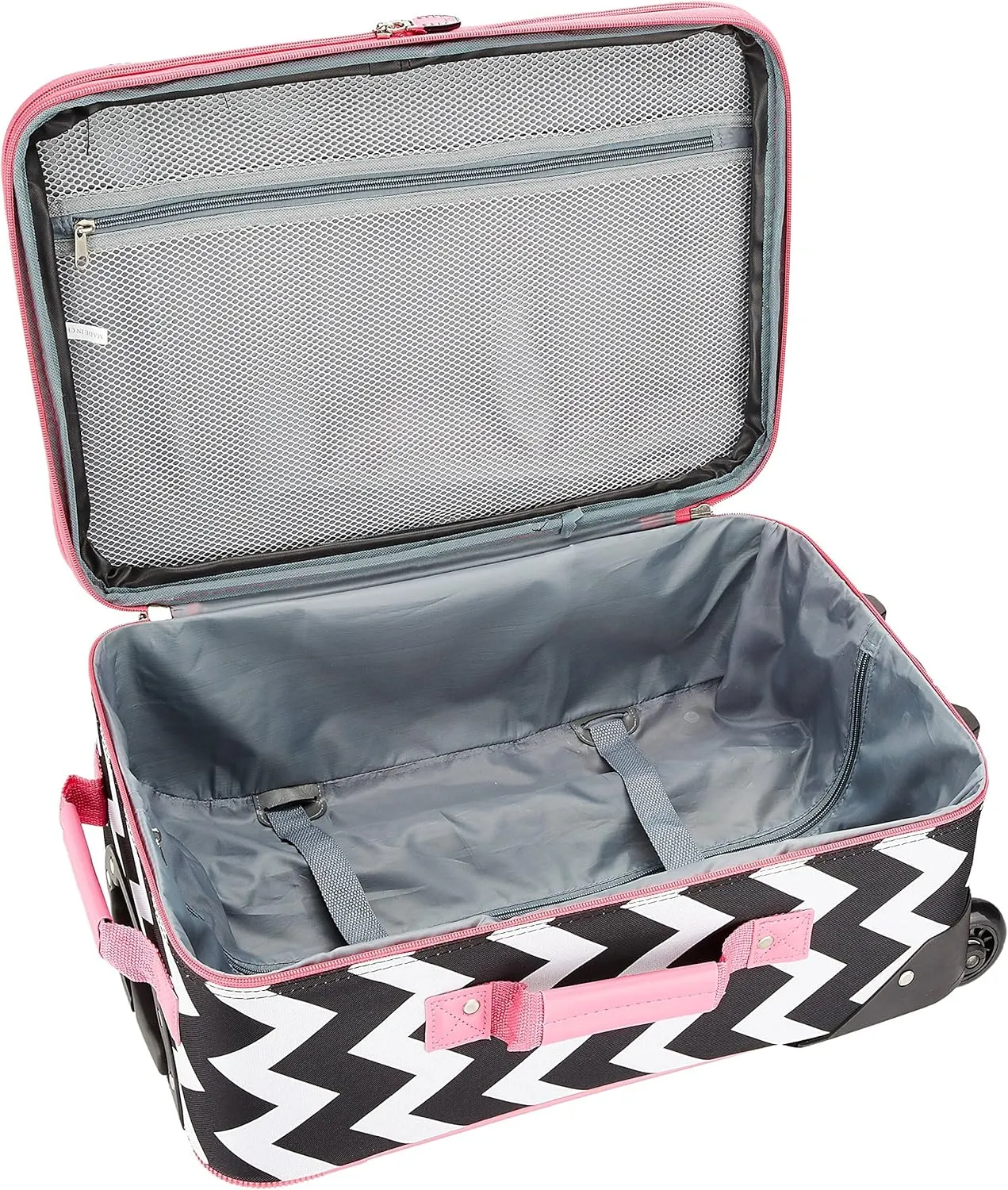 Rockland Fashion Softside Upright Luggage Set, Expandable, Pink Chevron, 2-Piece (14/19)
