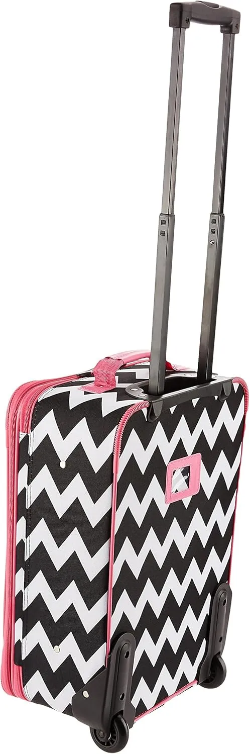 Rockland Fashion Softside Upright Luggage Set, Expandable, Pink Chevron, 2-Piece (14/19)