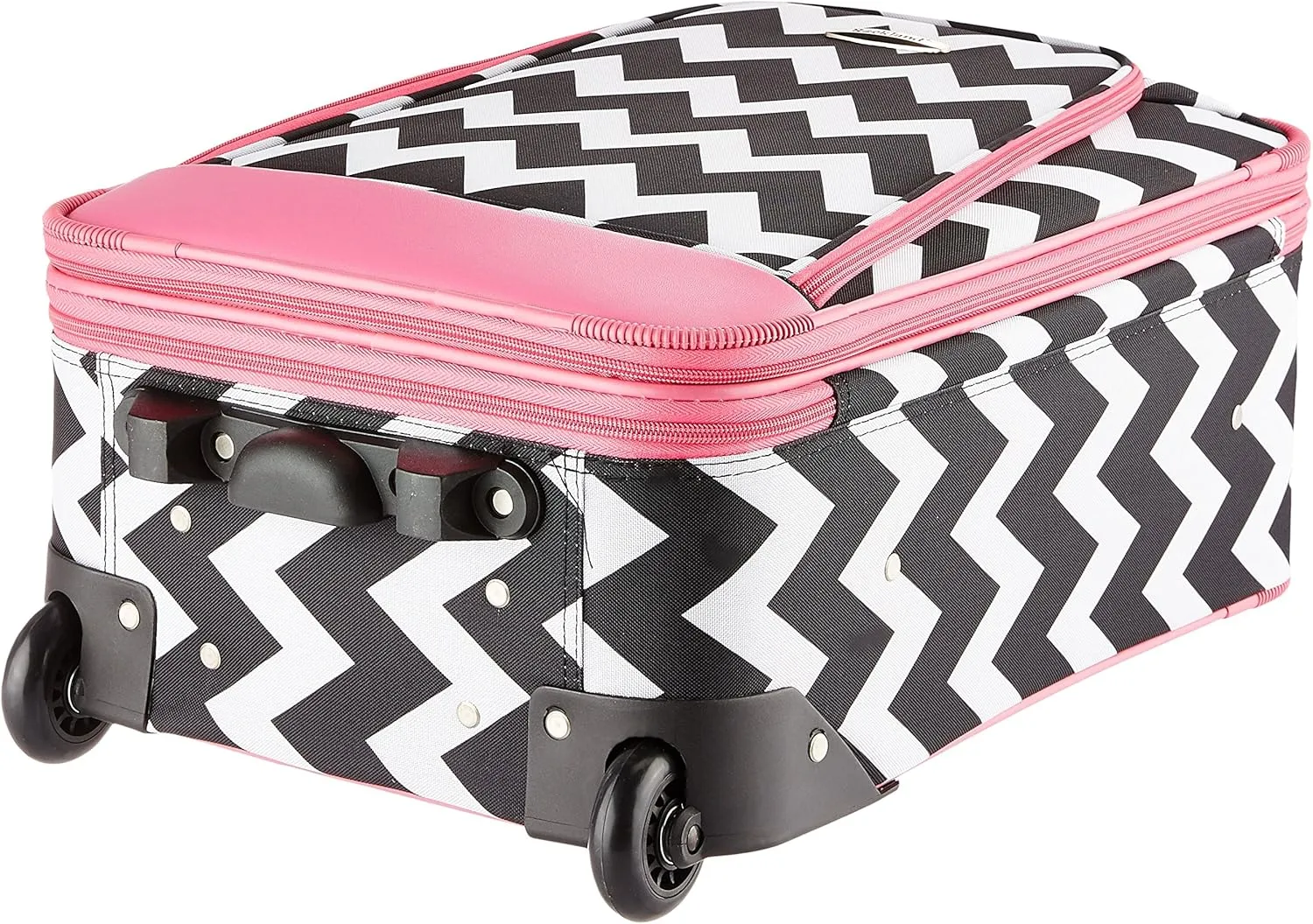 Rockland Fashion Softside Upright Luggage Set, Expandable, Pink Chevron, 2-Piece (14/19)