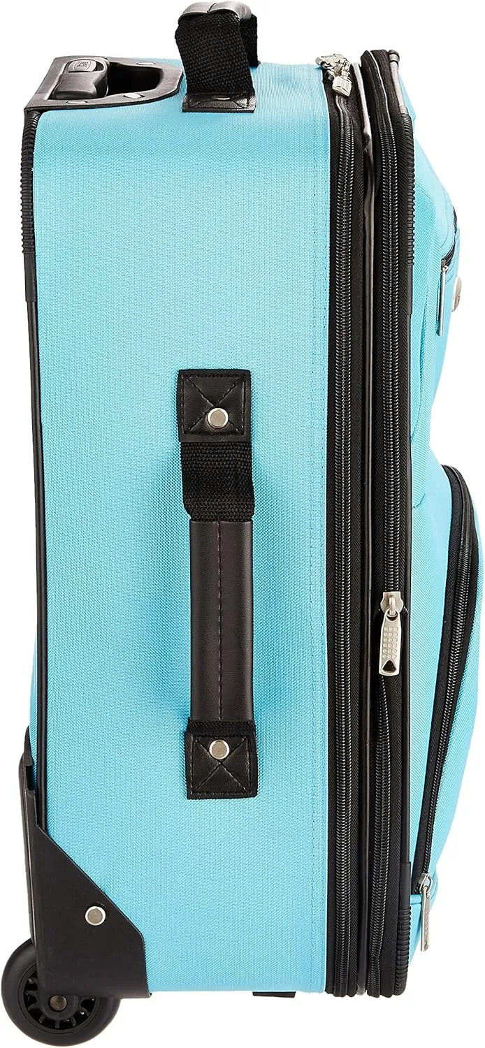 Rockland Fashion Softside Upright Luggage Set, Expandable, Wheel, Telescopic Handle,Turquoise, 2-Piece (14/19)