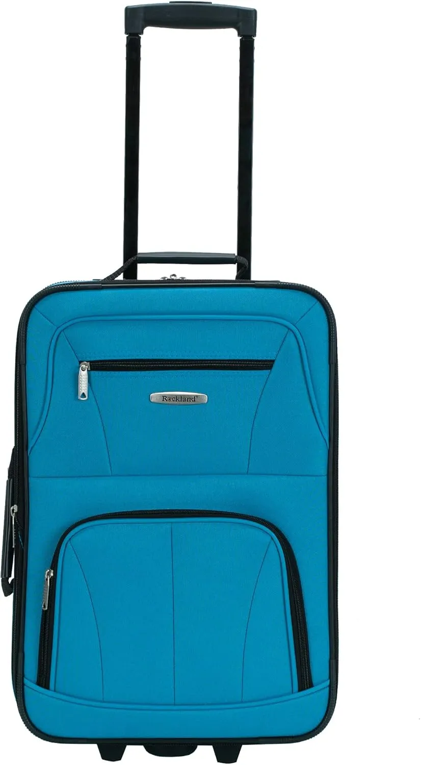 Rockland Fashion Softside Upright Luggage Set, Expandable, Wheel, Telescopic Handle,Turquoise, 2-Piece (14/19)