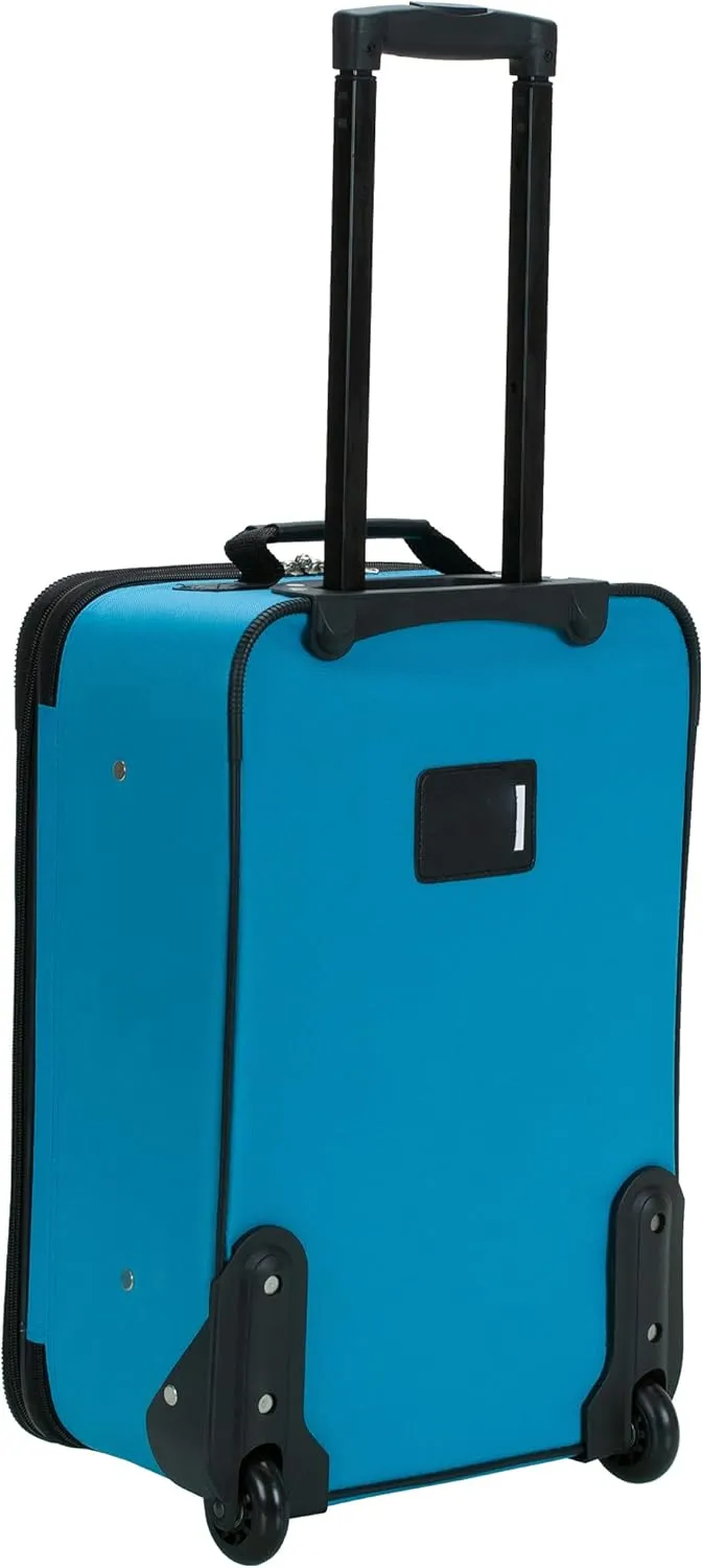 Rockland Fashion Softside Upright Luggage Set, Expandable, Wheel, Telescopic Handle,Turquoise, 2-Piece (14/19)