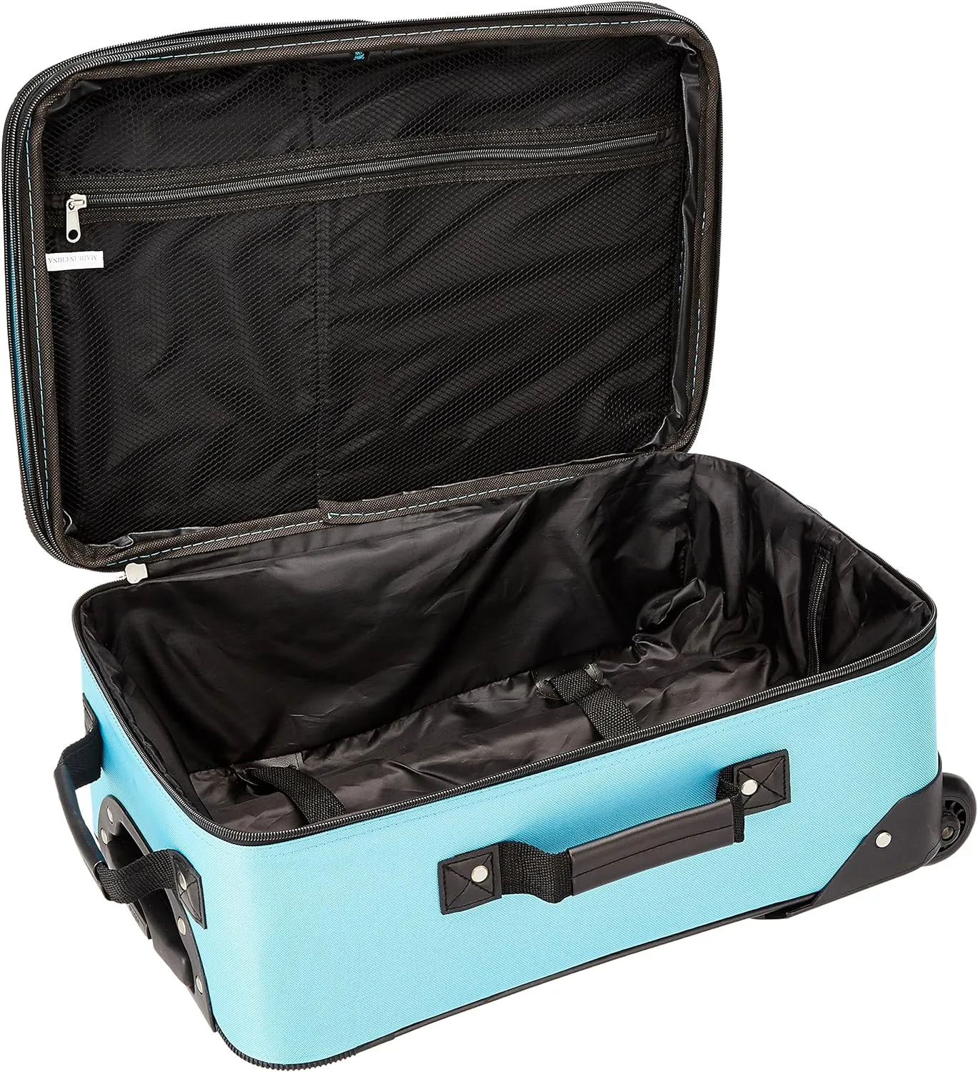 Rockland Fashion Softside Upright Luggage Set, Expandable, Wheel, Telescopic Handle,Turquoise, 2-Piece (14/19)
