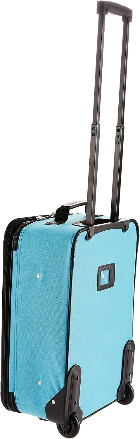 Rockland Fashion Softside Upright Luggage Set, Expandable, Wheel, Telescopic Handle,Turquoise, 2-Piece (14/19)