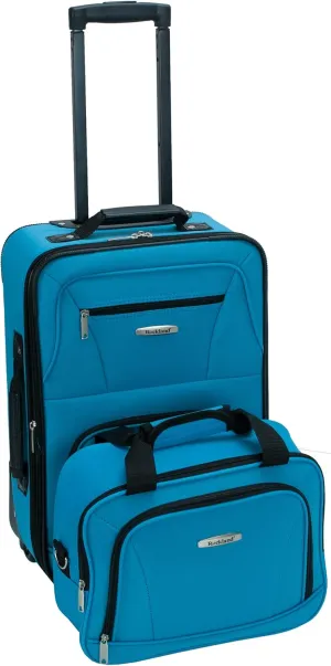 Rockland Fashion Softside Upright Luggage Set, Expandable, Wheel, Telescopic Handle,Turquoise, 2-Piece (14/19)