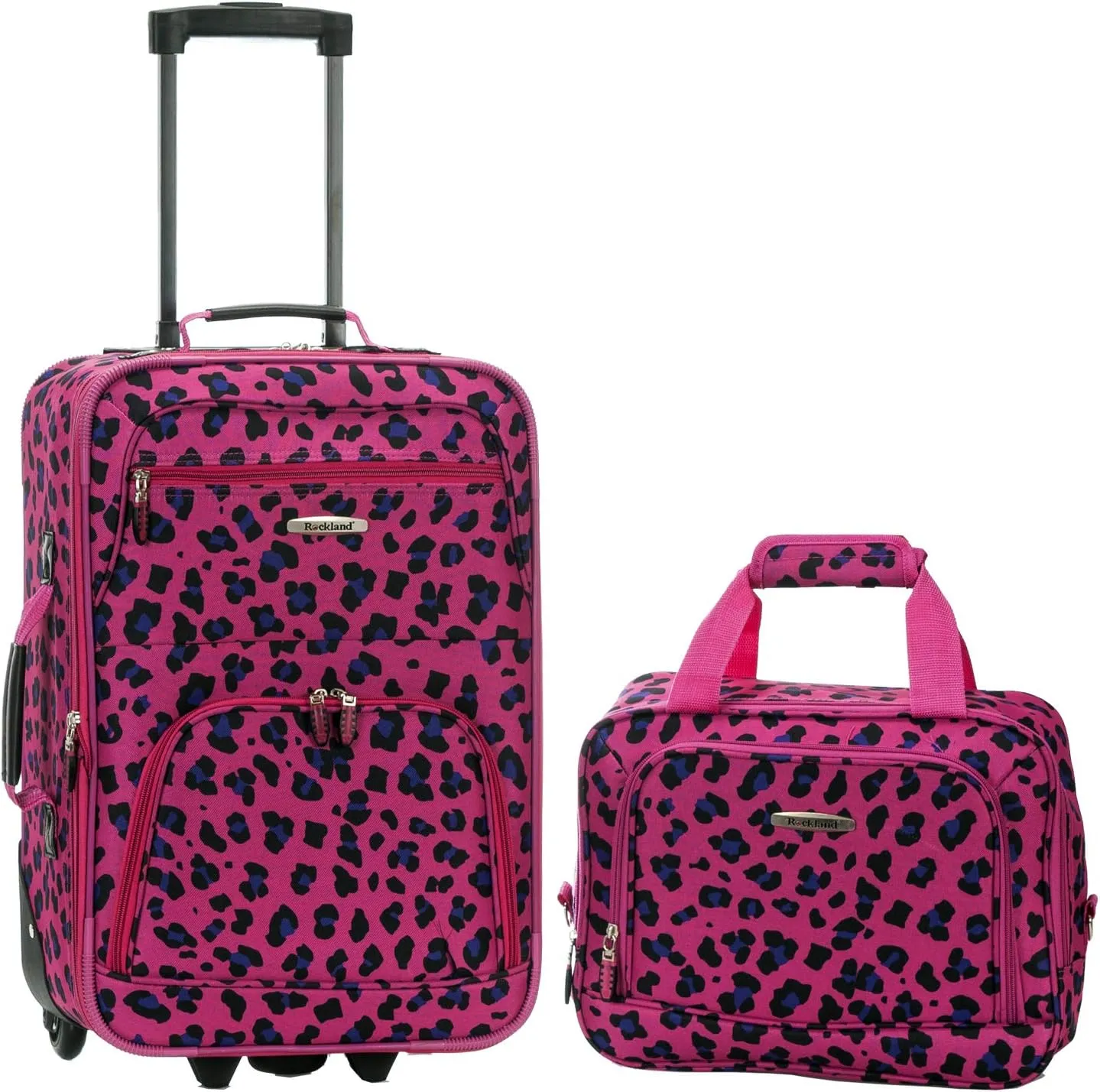 Rockland Fashion Softside Upright Luggage Set, Magenta Leopard, 2-Piece (14/19)