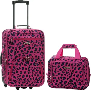 Rockland Fashion Softside Upright Luggage Set, Magenta Leopard, 2-Piece (14/19)