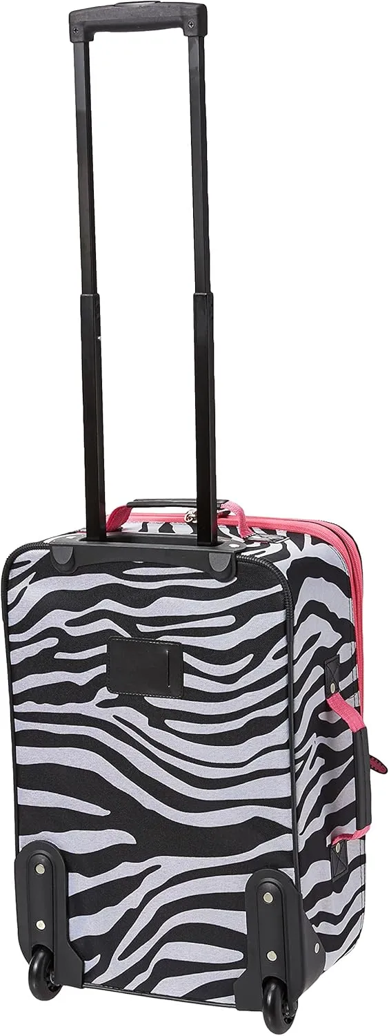 Rockland Fashion Softside Upright Luggage Set, Pink Zebra, 2-Piece (14/19)