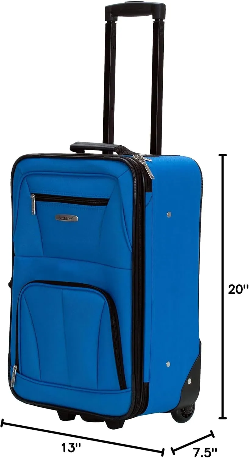 Rockland Fashion Softside Upright Luggage Set,Expandable, Blue, 2-Piece (14/19)