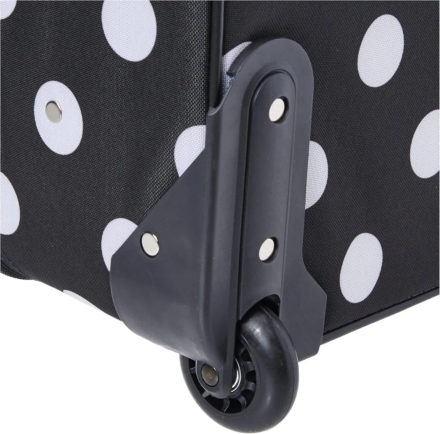 Rockland Fashion Softside Upright Luggage Set,Expandable, Telescopic Handle, Wheel, Black Dot, 2-Piece (14/19)