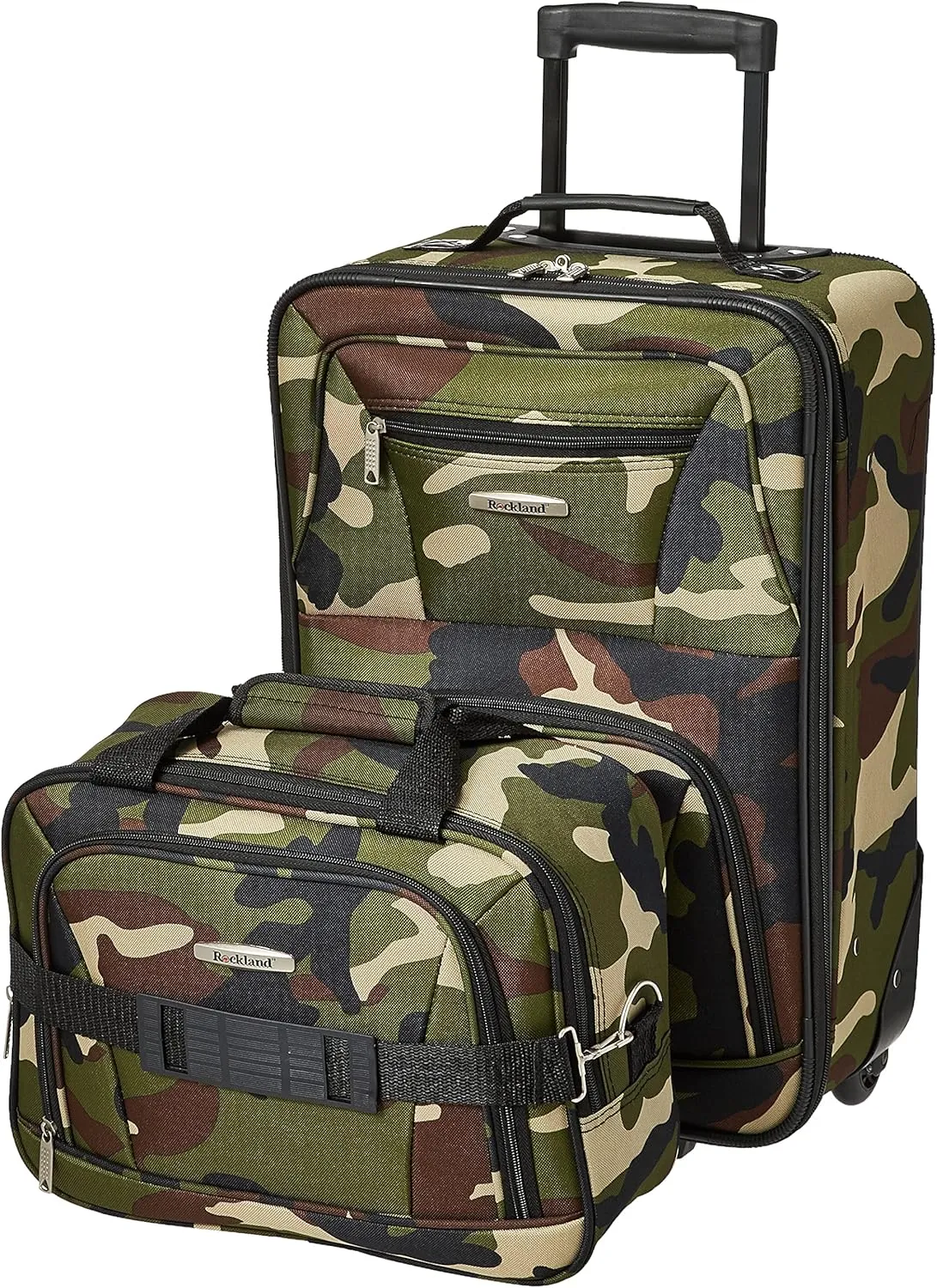 Rockland Fashion Softside Upright Luggage Set,Expandable, Wheel, Telescopic Handle, Camouflage, 2-Piece (14/19)