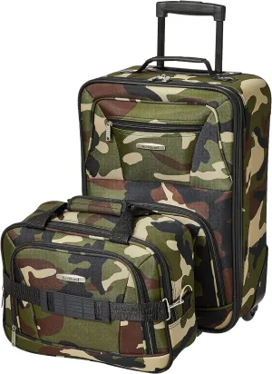 Rockland Fashion Softside Upright Luggage Set,Expandable, Wheel, Telescopic Handle, Camouflage, 2-Piece (14/19)