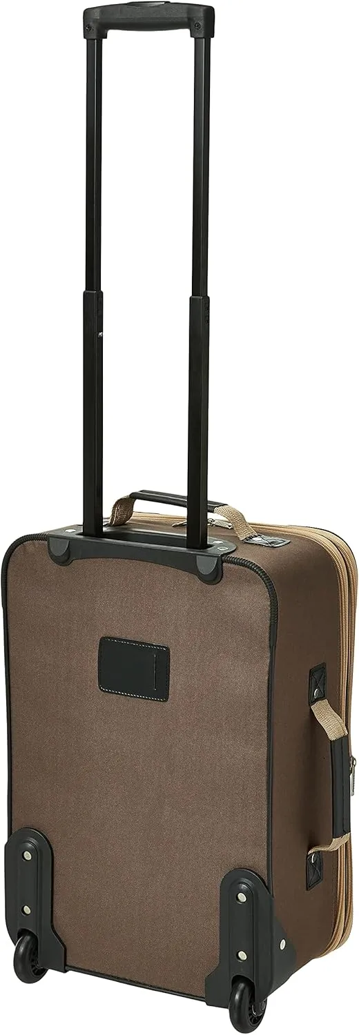 Rockland Fashion Softside Upright Luggage Set,'Expandable,Lightweight,Telescopic Handle,Wheel, Brown, 2-Piece (14/19)
