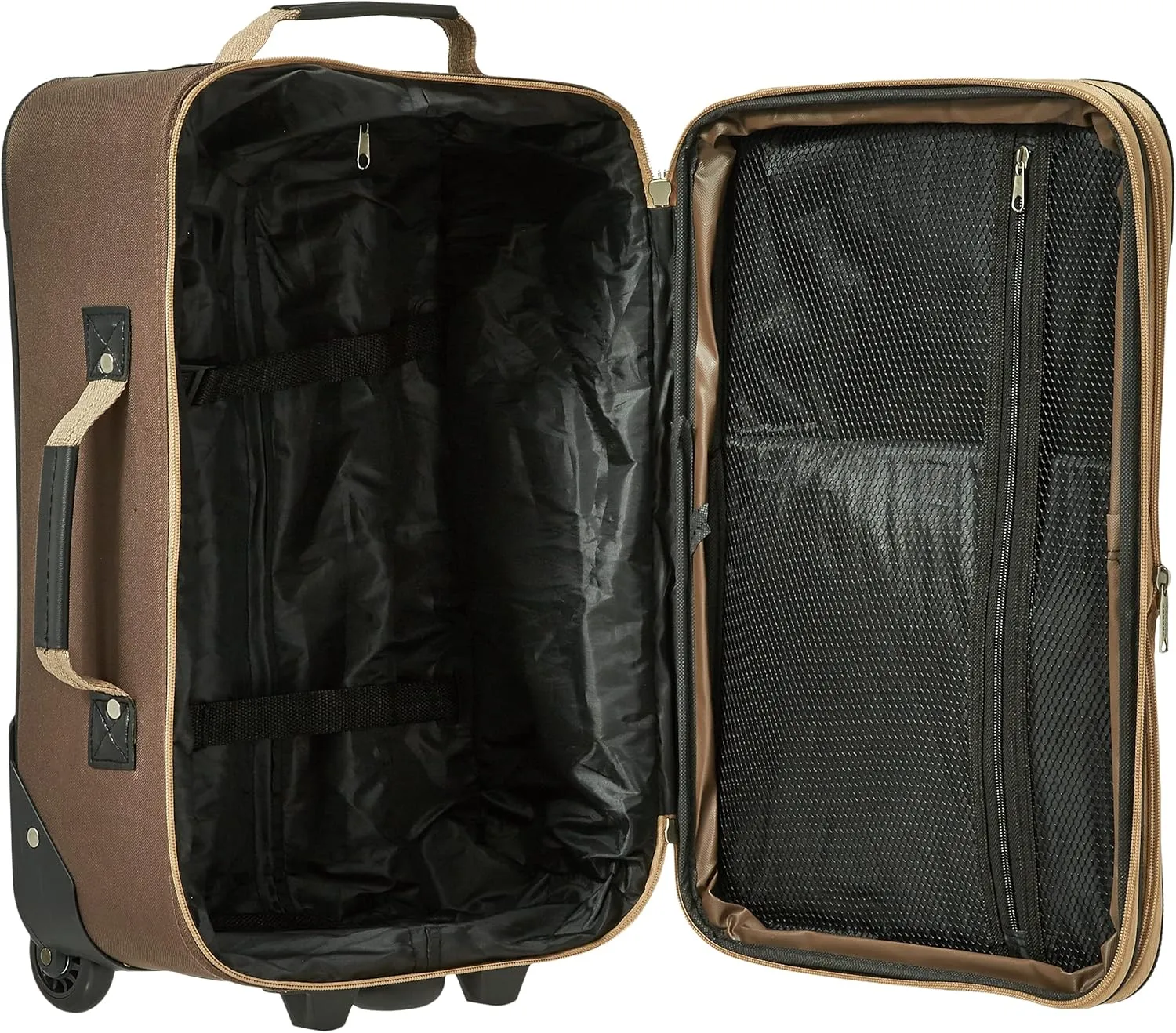 Rockland Fashion Softside Upright Luggage Set,'Expandable,Lightweight,Telescopic Handle,Wheel, Brown, 2-Piece (14/19)