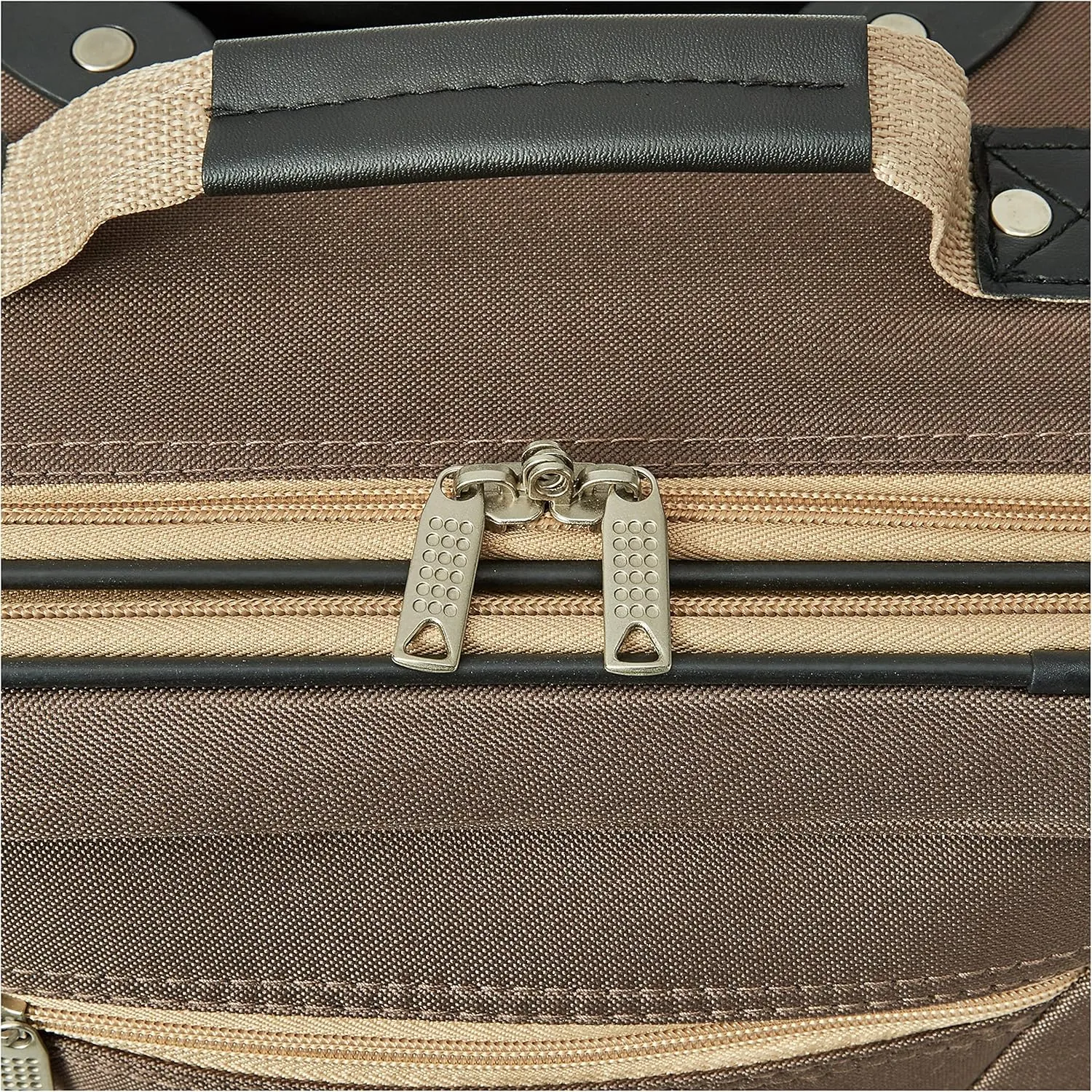 Rockland Fashion Softside Upright Luggage Set,'Expandable,Lightweight,Telescopic Handle,Wheel, Brown, 2-Piece (14/19)