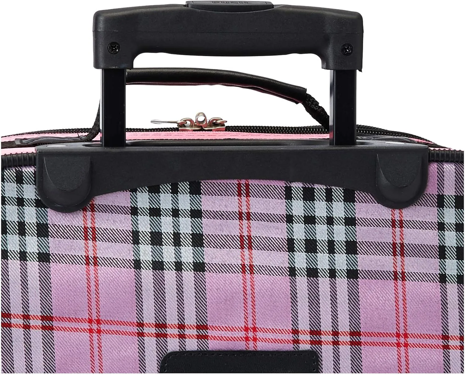 Rockland Fashion Softside Upright Luggage Set,Expandable,Lightweight,Telescopic Handle,Wheel, Pink Cross, 2-Piece Set (14/19)