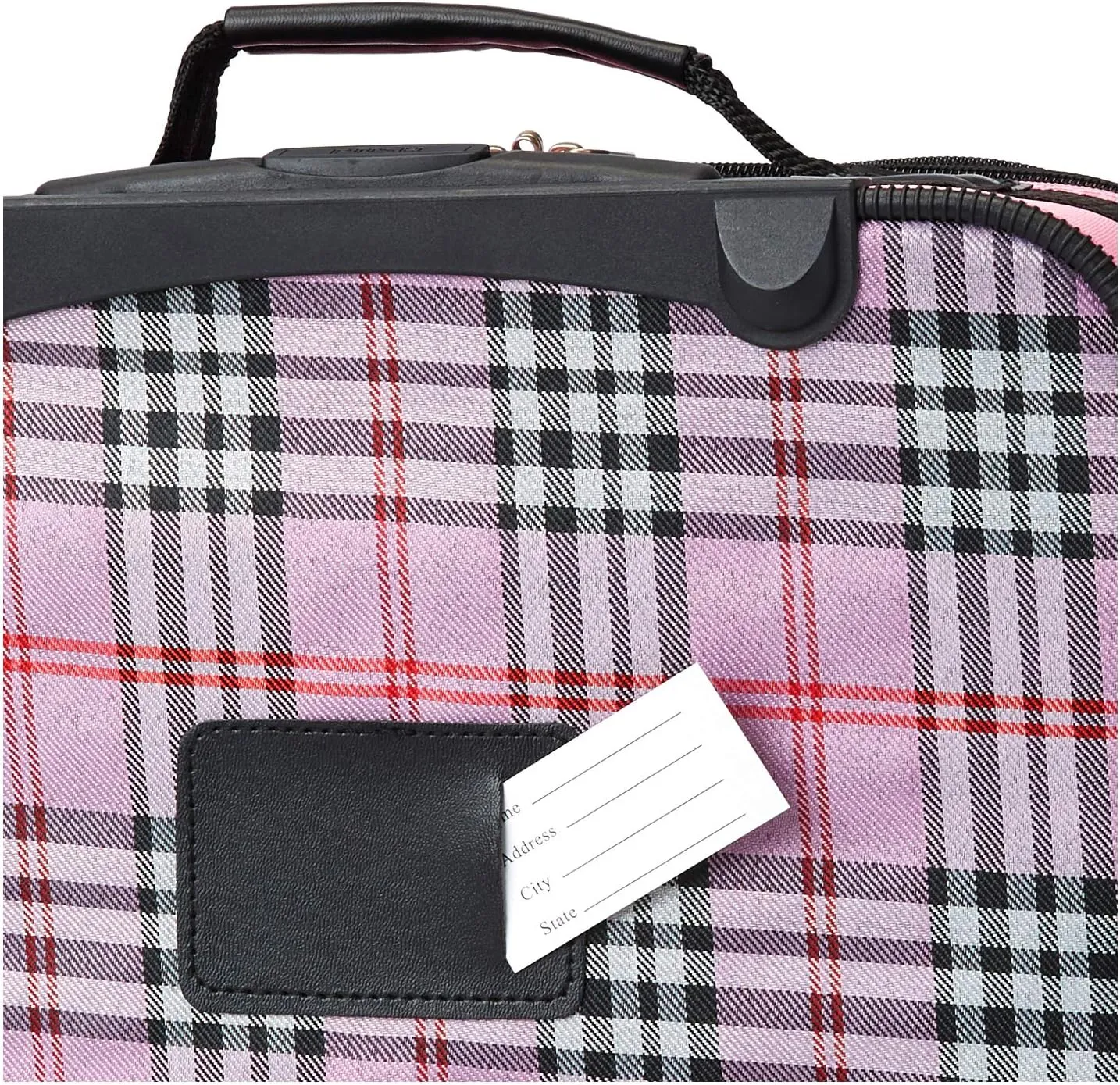 Rockland Fashion Softside Upright Luggage Set,Expandable,Lightweight,Telescopic Handle,Wheel, Pink Cross, 2-Piece Set (14/19)