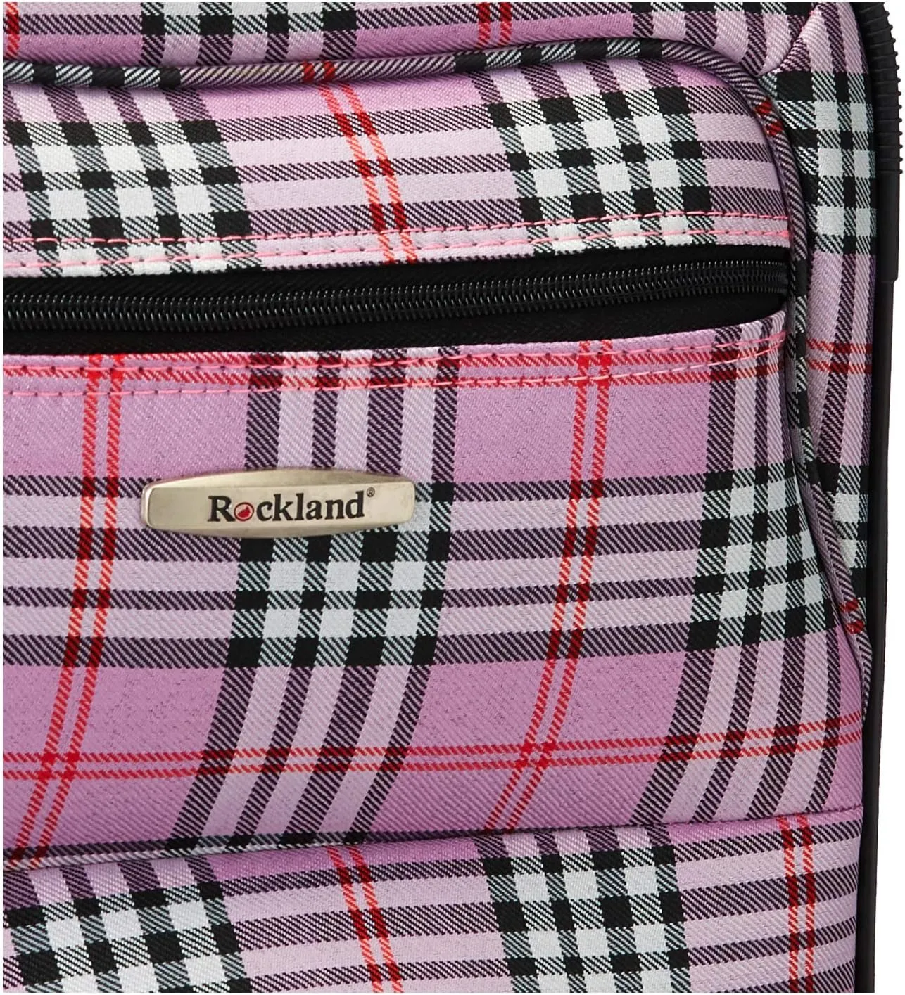 Rockland Fashion Softside Upright Luggage Set,Expandable,Lightweight,Telescopic Handle,Wheel, Pink Cross, 2-Piece Set (14/19)