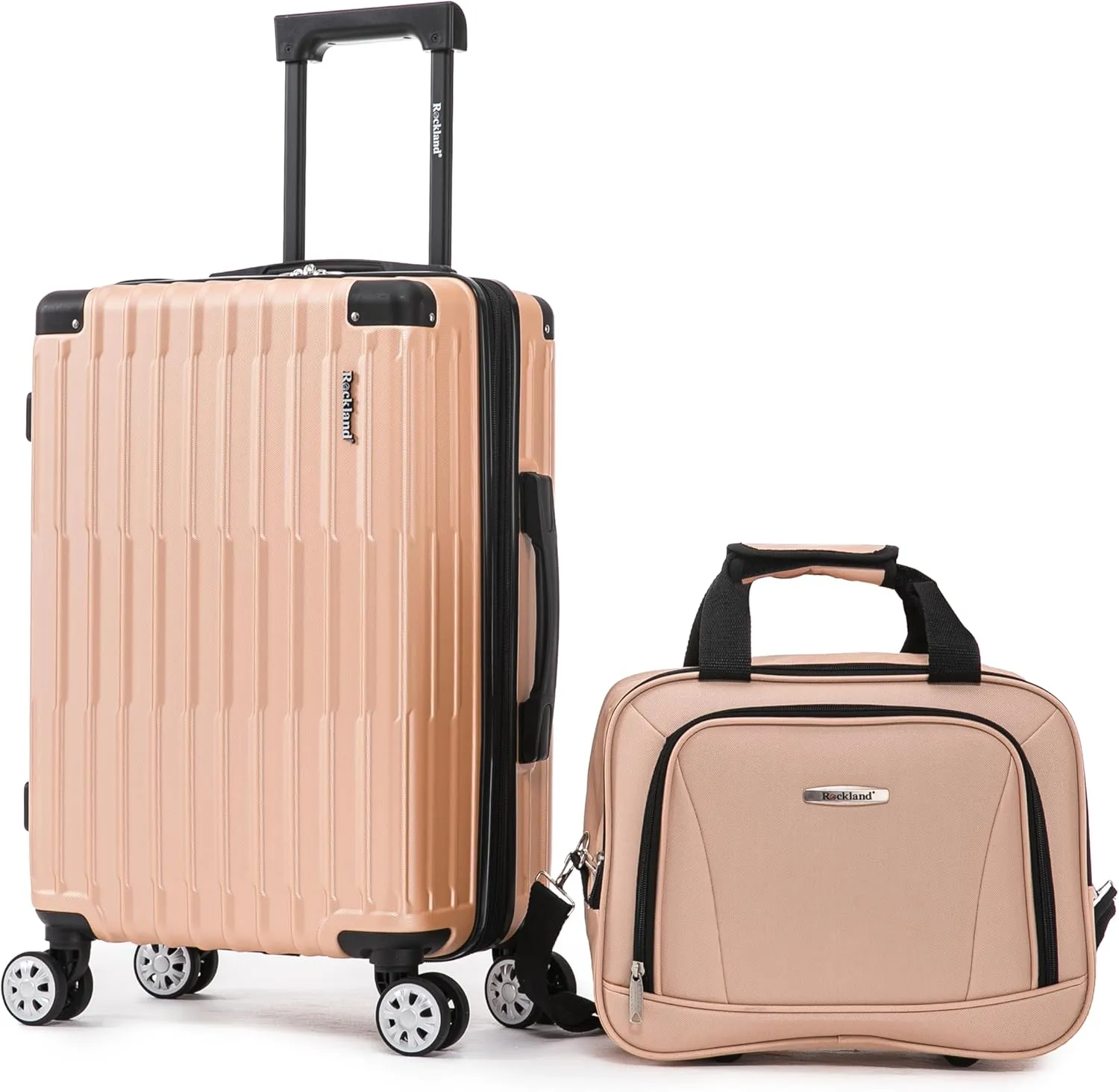 Rockland Hardside Spinner Wheel Carry On with Tote Luggage Set, Champagne