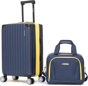 Rockland Hardside Spinner Wheel Carry On with Tote Luggage Set, Navy