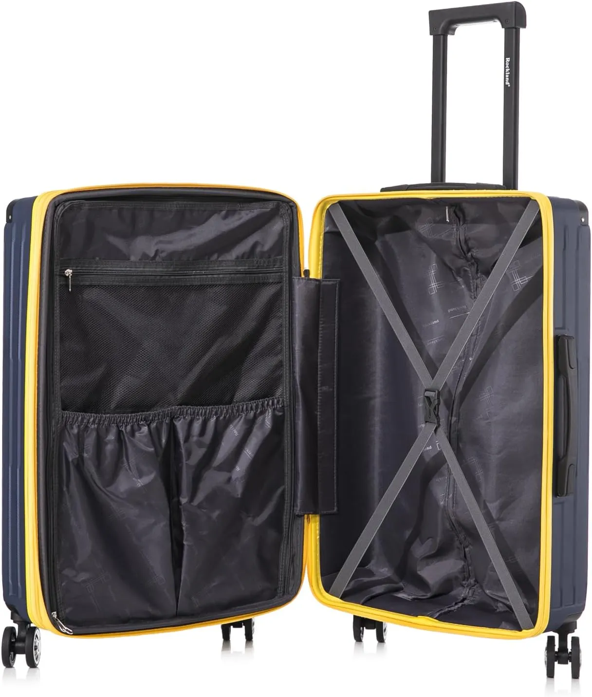 Rockland Hardside Spinner Wheel Carry On with Tote Luggage Set, Navy