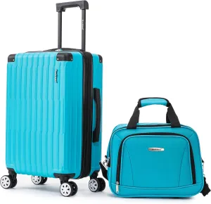 Rockland Hardside Spinner Wheel Carry On with Tote Luggage Set, Turquoise