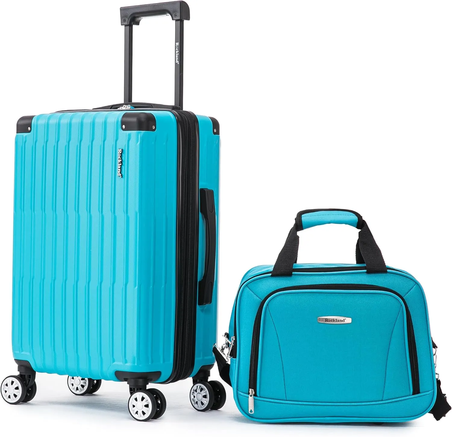 Rockland Hardside Spinner Wheel Carry On with Tote Luggage Set, Turquoise