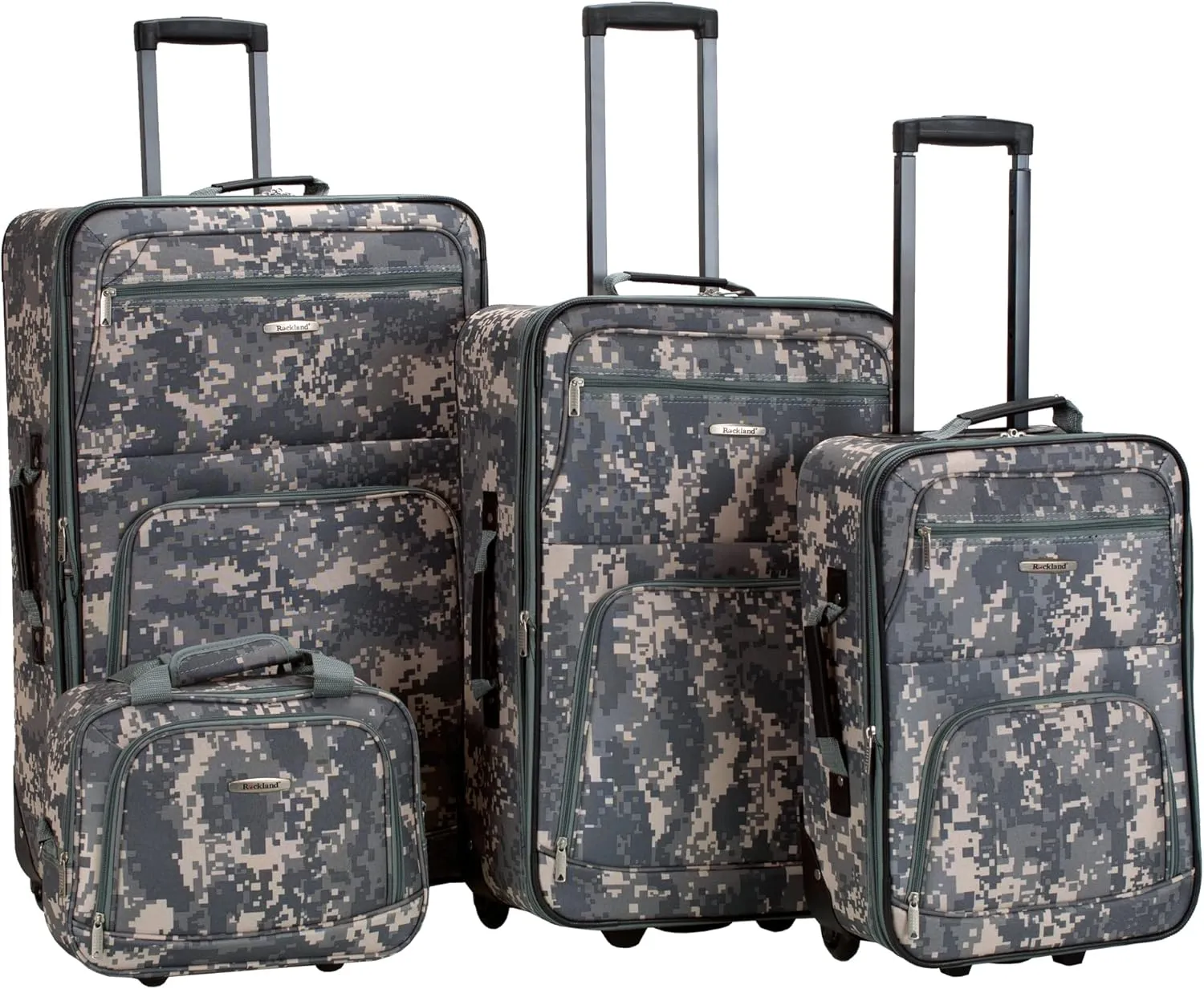 Rockland Journey Fashion Softside Expandable Upright Luggage, ACU CAMO, 4-Piece Set (14/19/24/28)