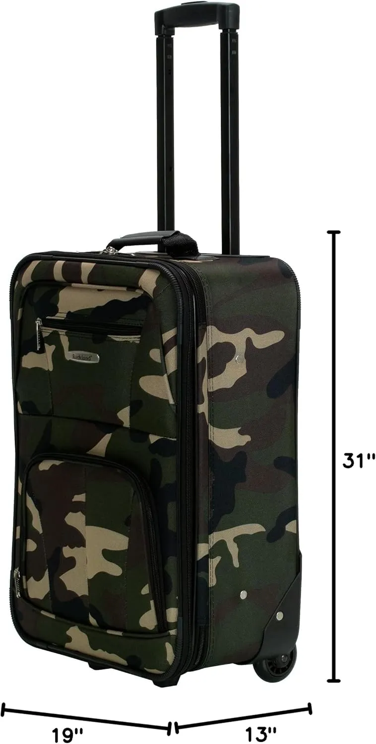 Rockland Journey Softside Upright Luggage Set, Expandable, Camouflage, 4-Piece (14/19/24/28)