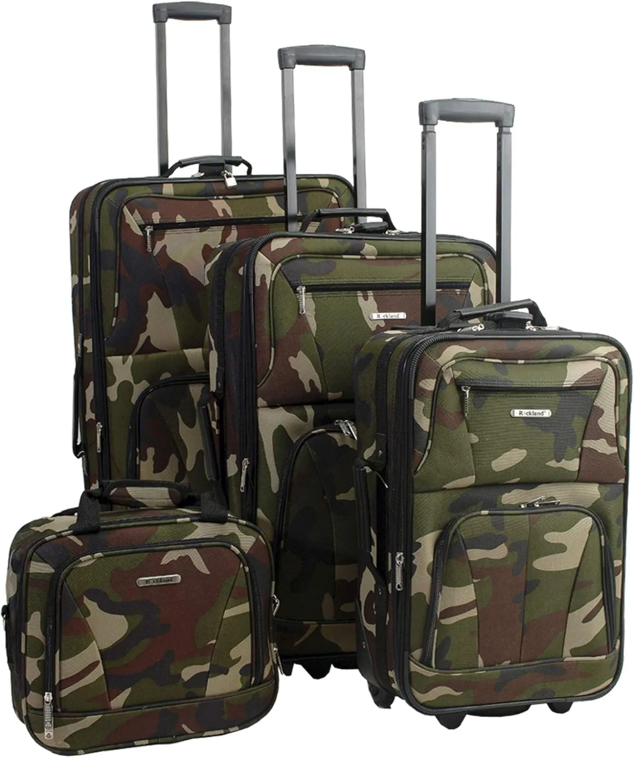 Rockland Journey Softside Upright Luggage Set, Expandable, Camouflage, 4-Piece (14/19/24/28)