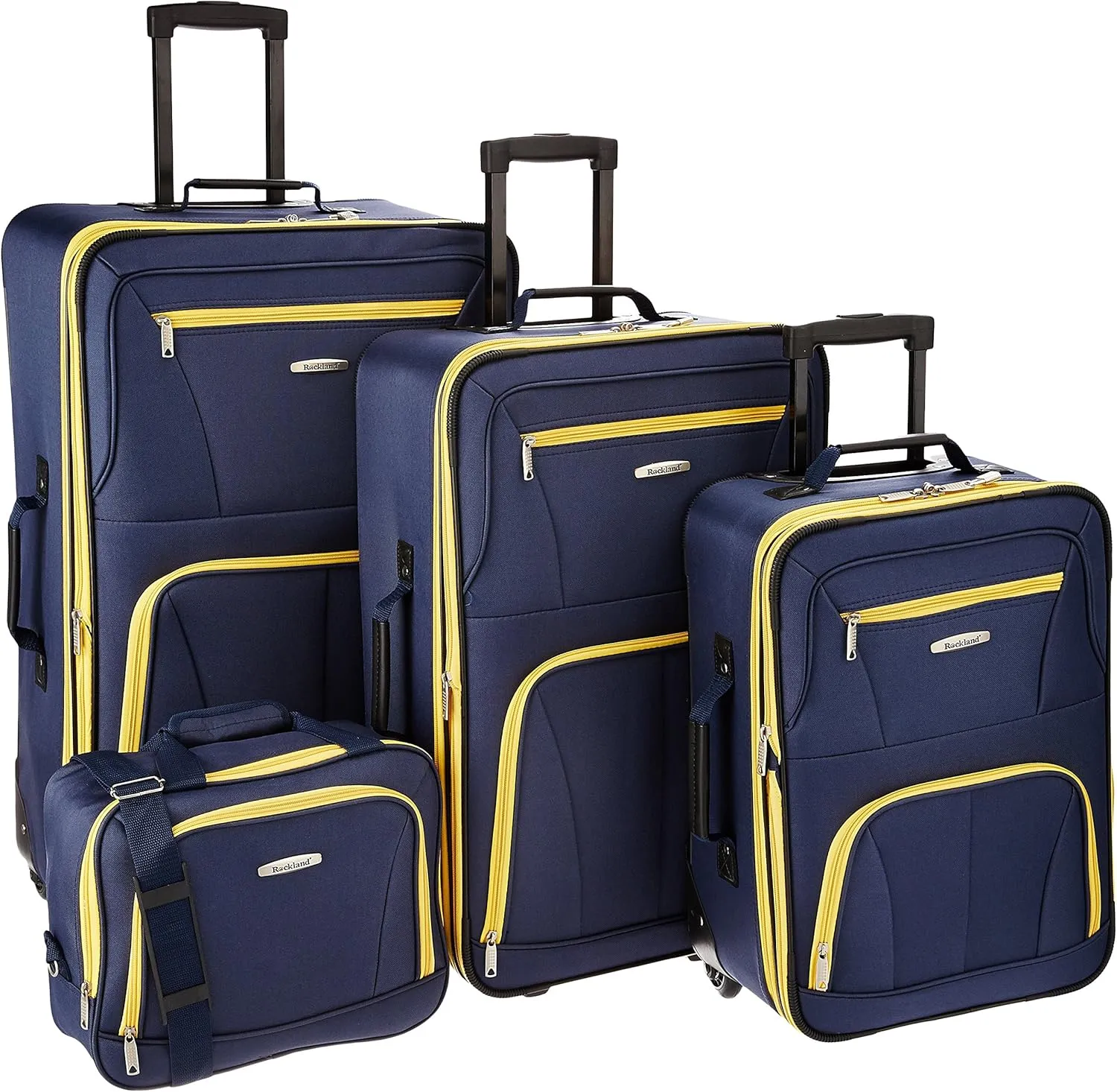 Rockland Journey Softside Upright Luggage Set, Expandable, Navy, 4-Piece (14/19/24/28)